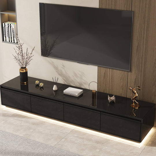 Chic Led-Lit Media Console for Stylish Homes Entertainmnet Center - 70.9"