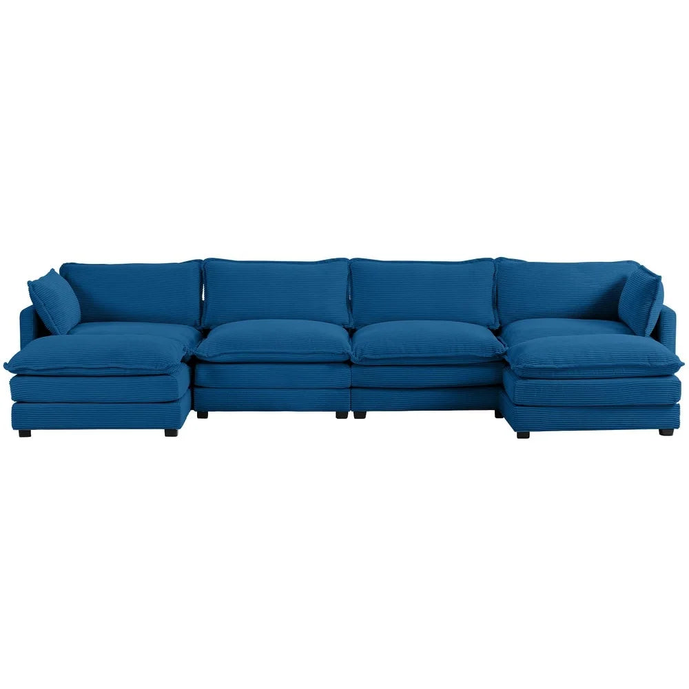 Corduroy Sectional Sofa with Removable Ottomans & Ultra-Soft Cushions for Living Room & Bedroom