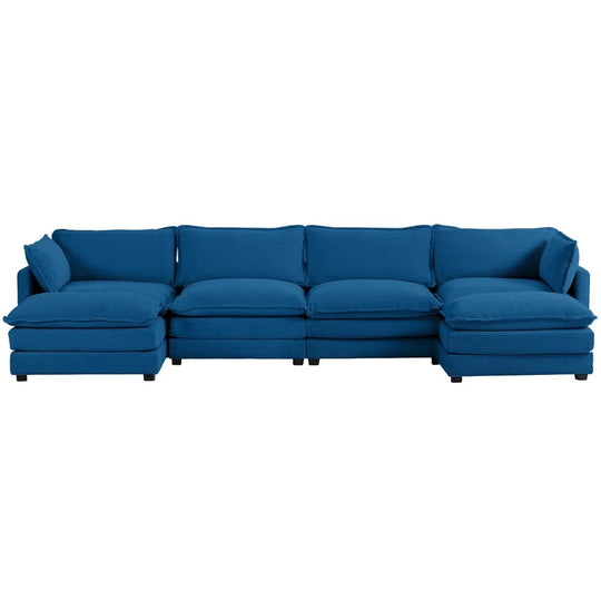 Corduroy Sectional Sofa with Removable Ottomans & Ultra-Soft Cushions for Living Room & Bedroom