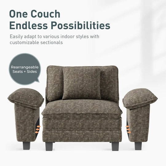 Cloud Modular Deep Seat Sofa, Chenille or Corduroy Sectional Couch with Removable Arms, 1–4 Seater
