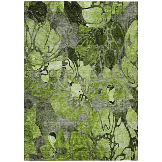 Machine Washable Indoor/ Outdoor Modern Floral Chantille Rug