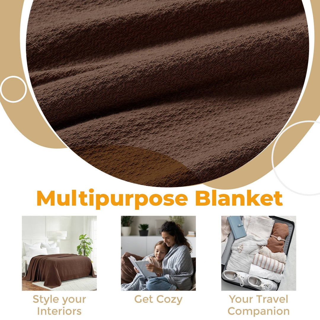Waffle Weave Honeycomb Knit Soft Cotton Blanket