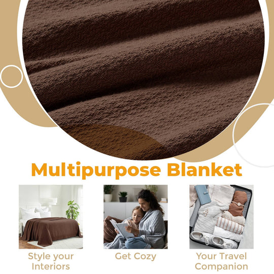 Waffle Weave Honeycomb Knit Soft Cotton Blanket