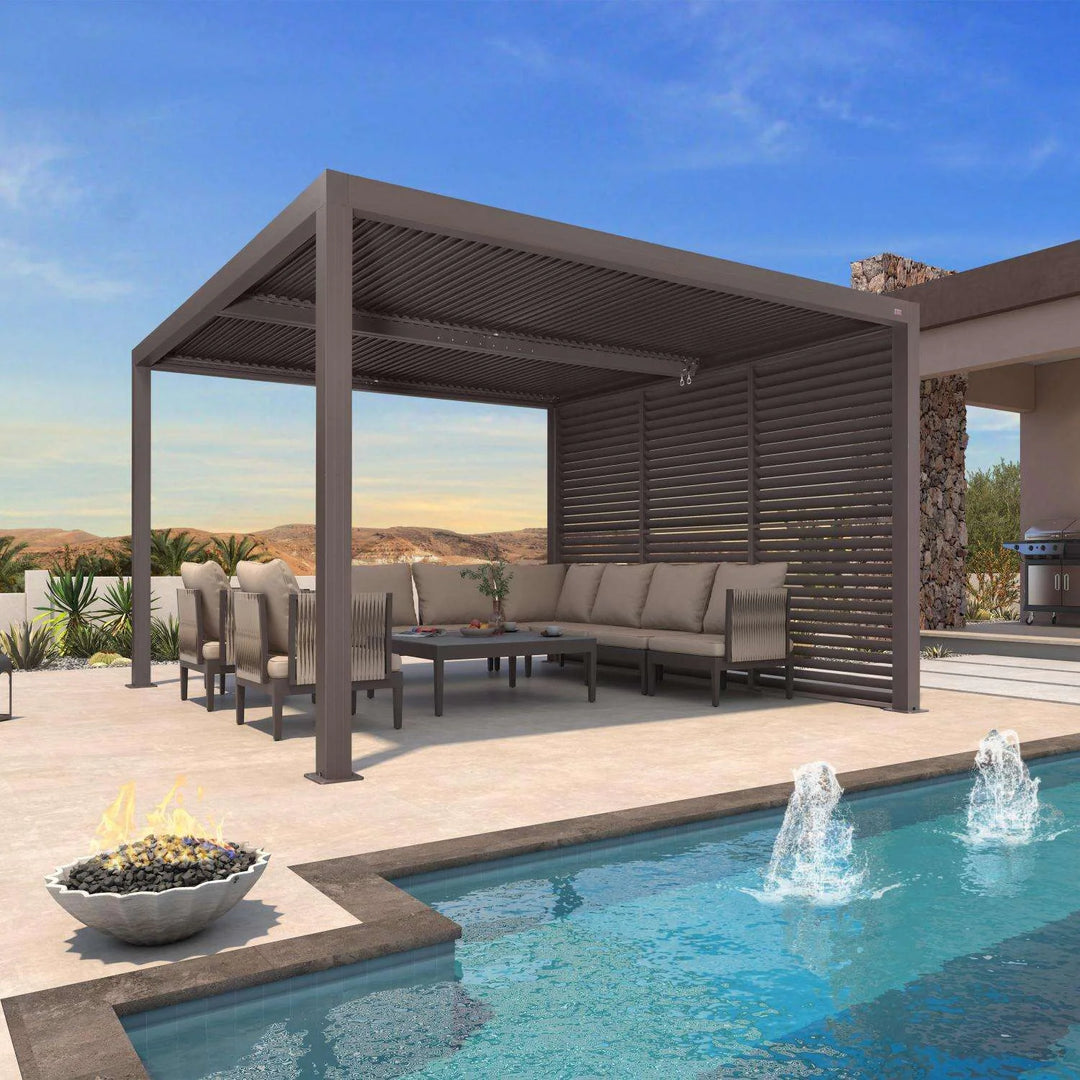 Bronze Louvered Pergola with Adjustable Roof for Deck Backyard Garden Hardtop Gazebo