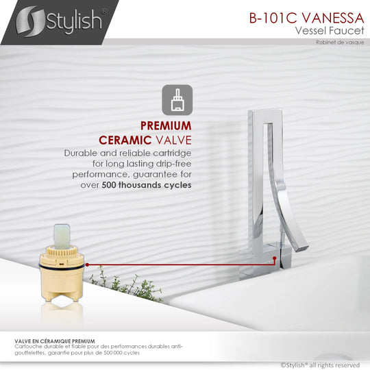 Single Handle Bathroom Faucet for Single Hole Brass Vessel Mixer Tap - Faucet Height: 17 1/2" Spout Height: 8"