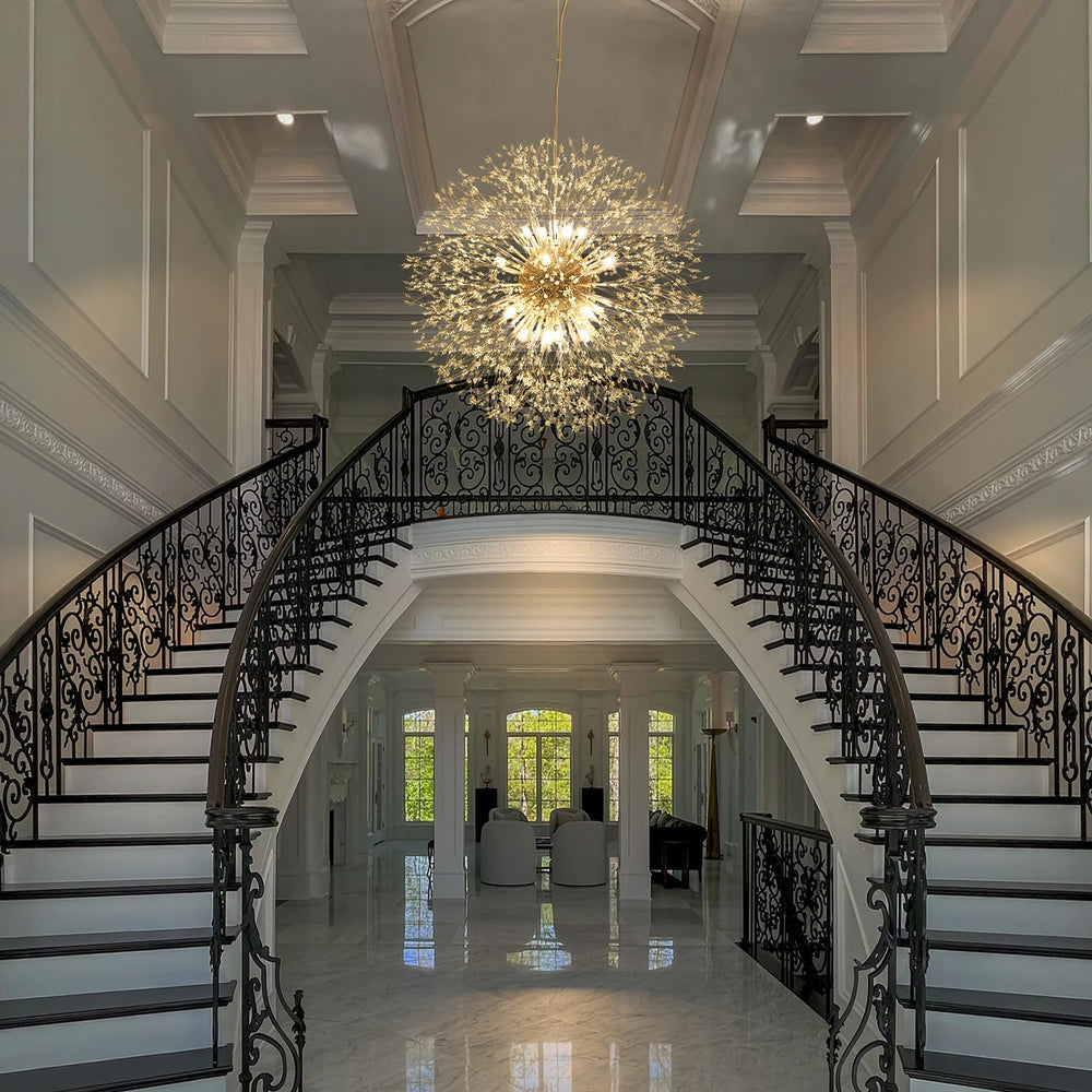 Contemporary 16/20/24/30-Light Glam Oversized Firework Crystal Sputnik Chandelier Dandelion Pendant Light, Includes Bulbs