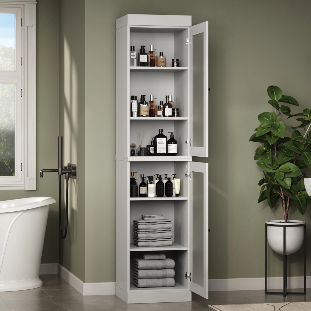 100% Solid Wood Bathroom Storage Cabinet, Adjustable Shelves, 16.5" Wide, 35.75" Tall