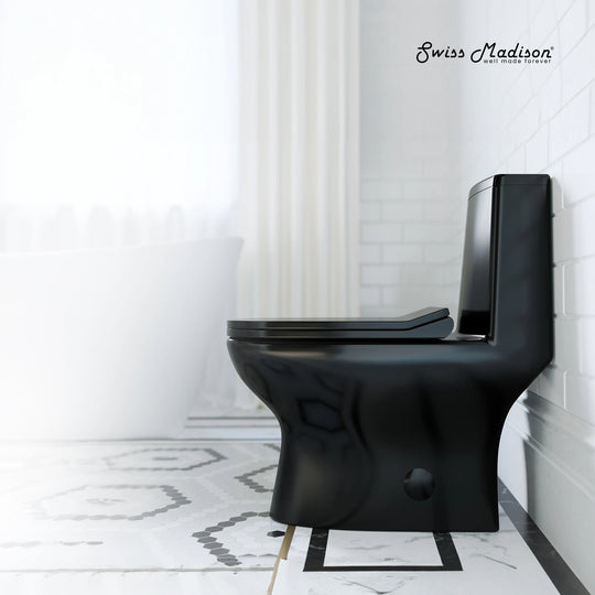 Ivy One Piece Toilet Dual Vortex Flush in Glossy Black 1.1/1.6 Gpf - 27.0" X 13.5" X 28.5"