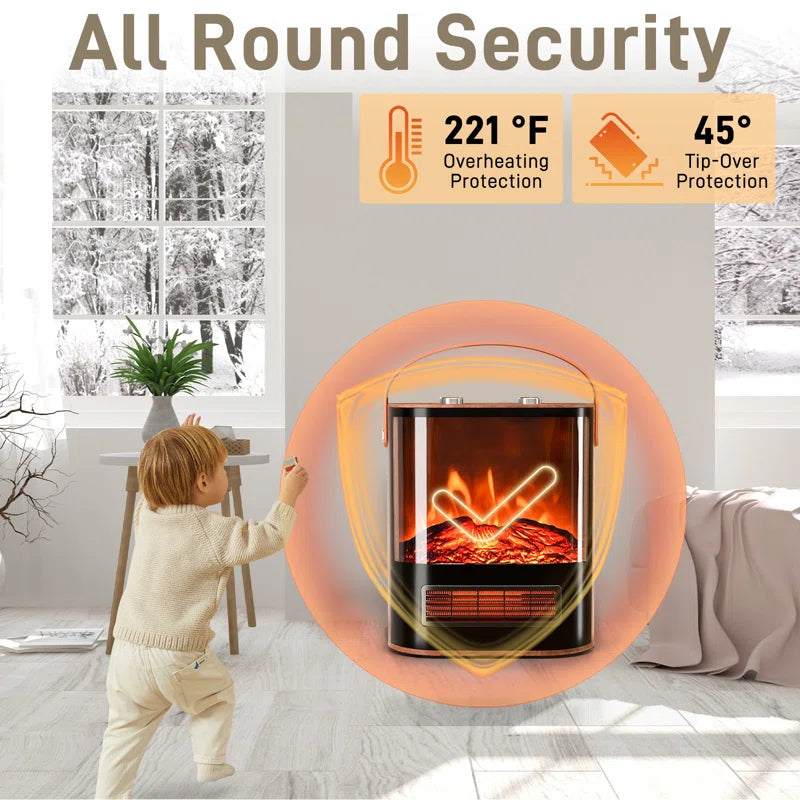 1500-Watt Portable Electric Space Heater with Realistic 3D Flame