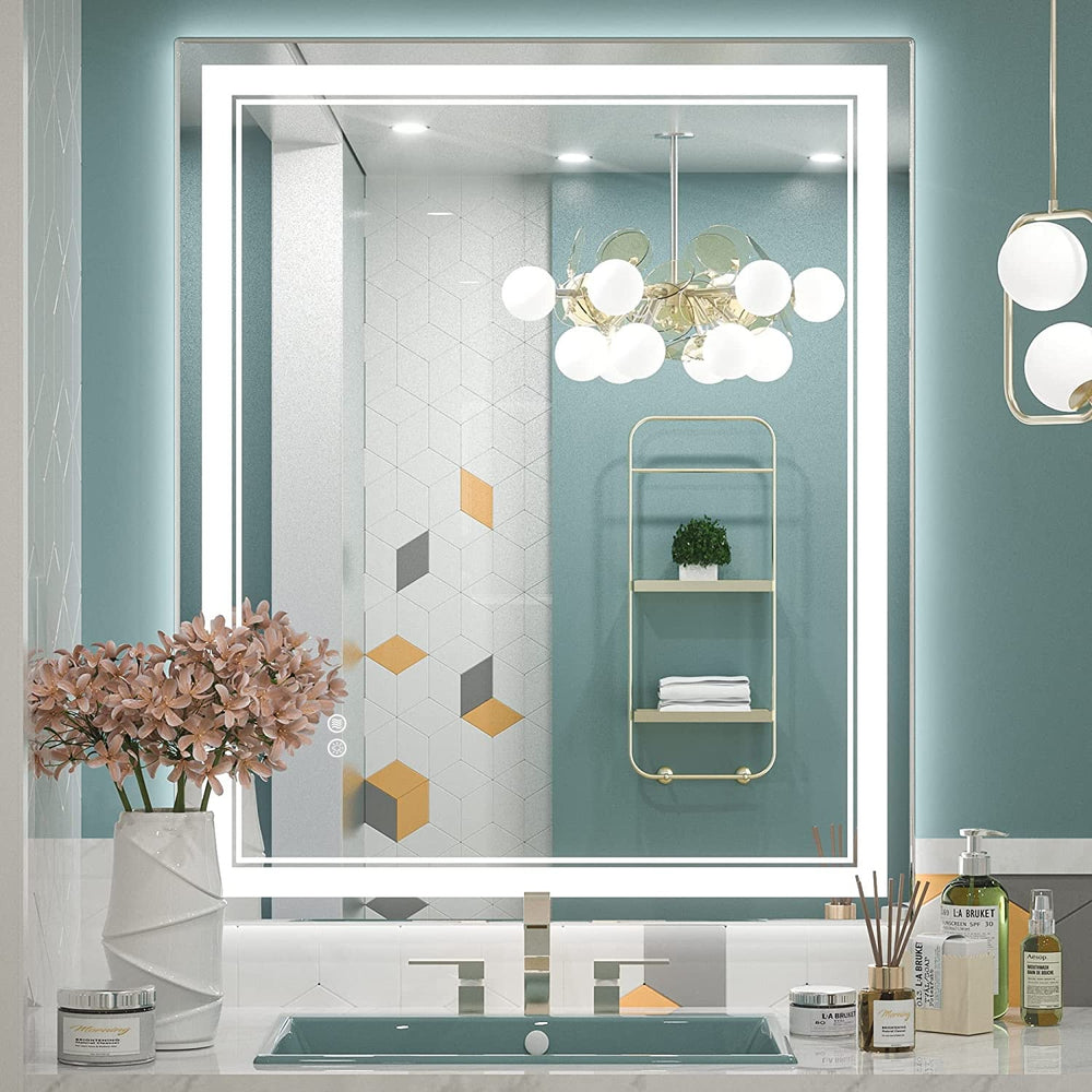 Full Size Front & Back LED Lighted Anti-Fog Tempered Glass Wall Bathroom Vanity Mirror, 3-Year Warranty & ETL Certification