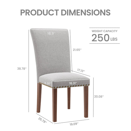 RENEWLINE Dining Chairs, Fabric with Nailhead Trim and Wood Legs
