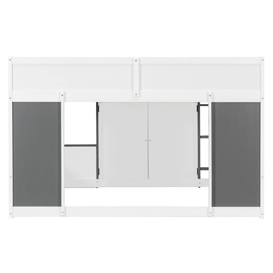 Full Loft House Bed with Playhouse Storage Modern Wood Cabin Bed for Kids