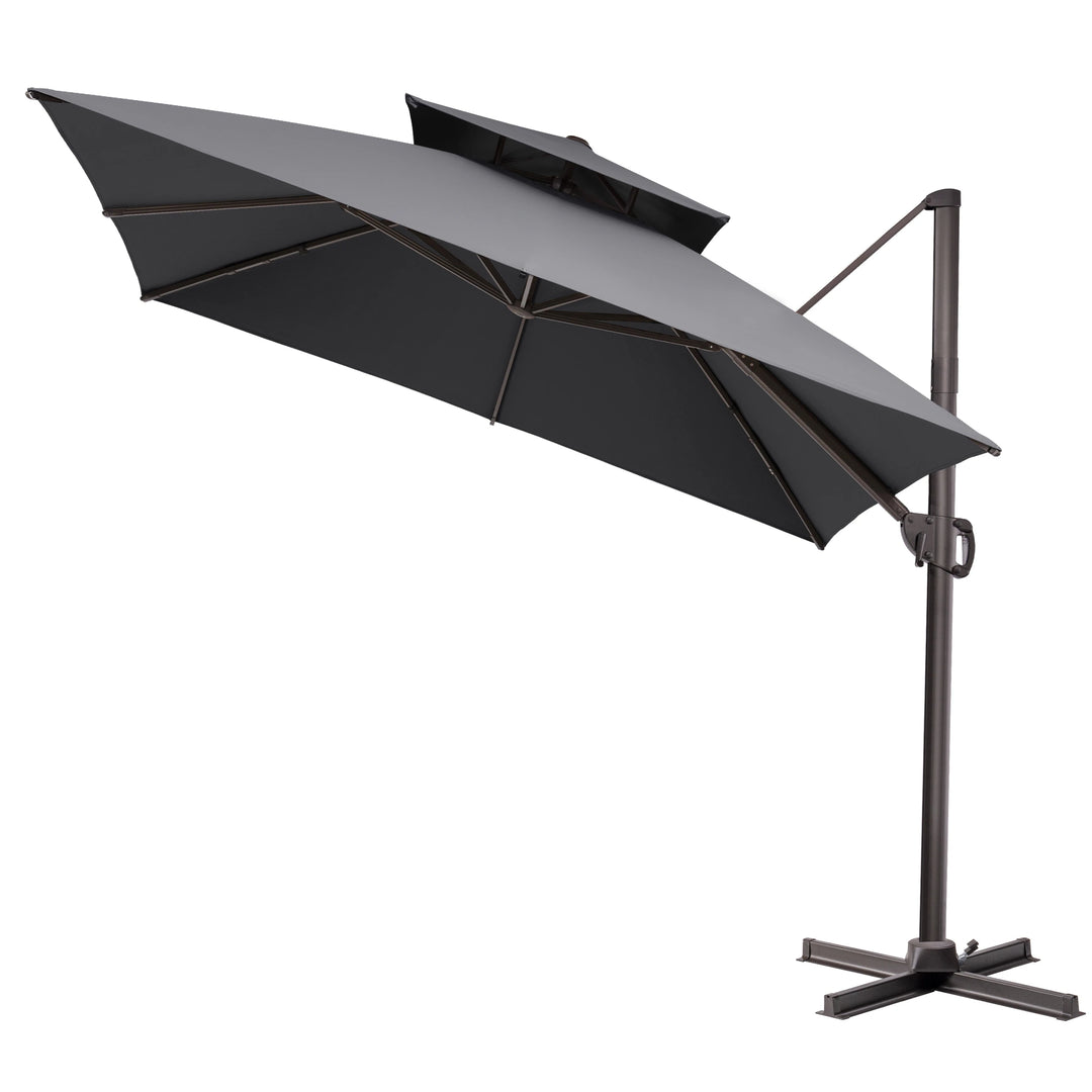 11 X 11 FT Outdoor Square Patio Cantilever Offset Umbrella with Crank and 360 Degrees Rotation