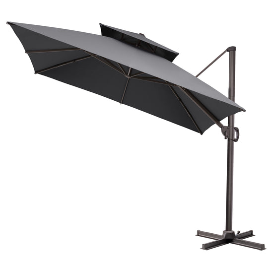 11 X 11 FT Outdoor Square Patio Cantilever Offset Umbrella with Crank and 360 Degrees Rotation