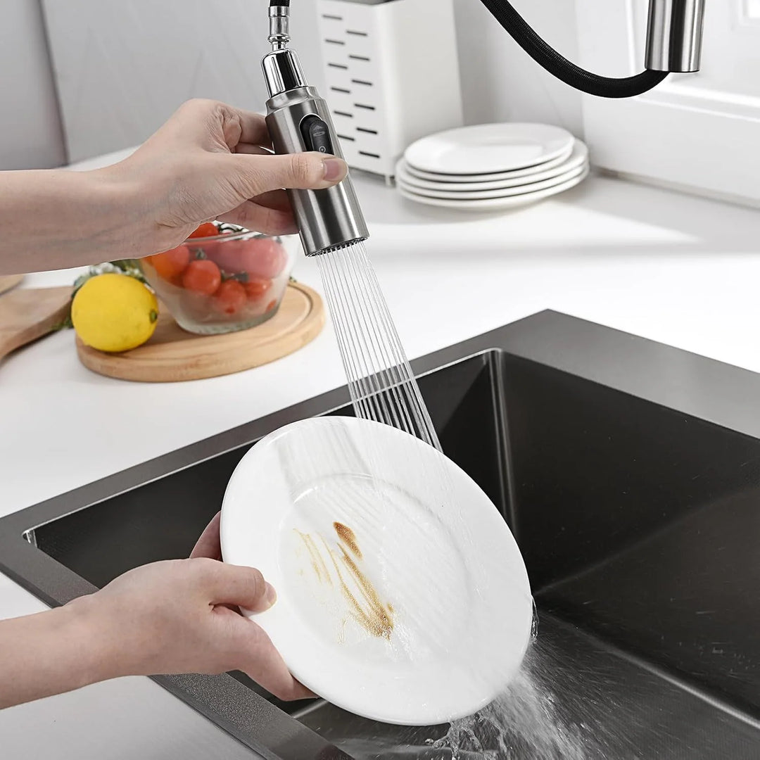 Pull-Down Kitchen Faucet with Temperature Display in Fahrenheit, 3 Water Outlet Modes, Faucet for Kitchen Sink, KF2501