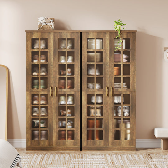 8-Tier Modern Shoe Storage Cabinet with Doors and Adjustable Shelves