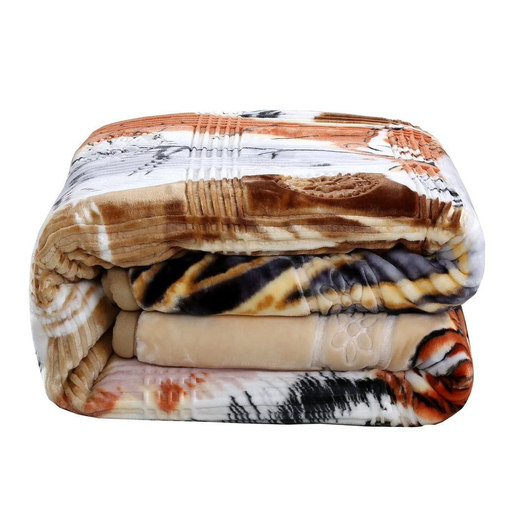 Empyrean Velvet 2 Ply Heavy Reversible Printed Raschel Blanket