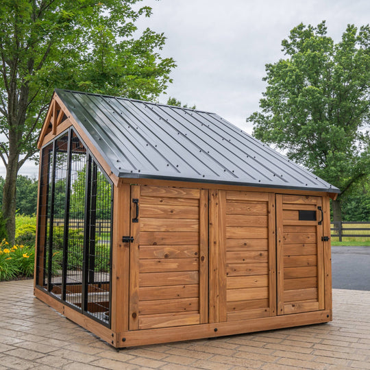 7'X5' Waggin' Retreat Cedar Wood Outdoor Dog Kennel
