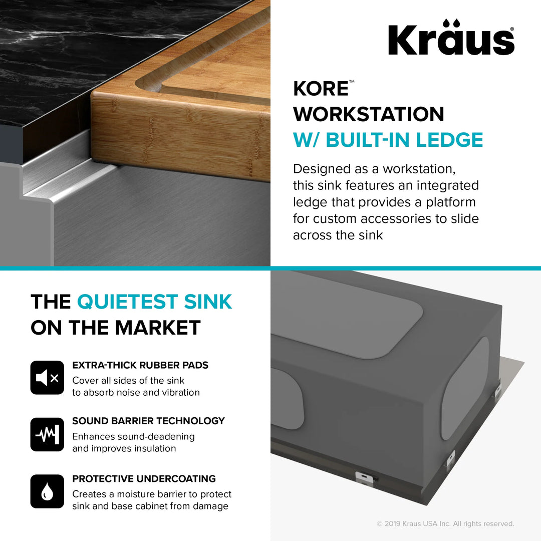 Kore Workstation Undermount Stainless Steel Kitchen Sink