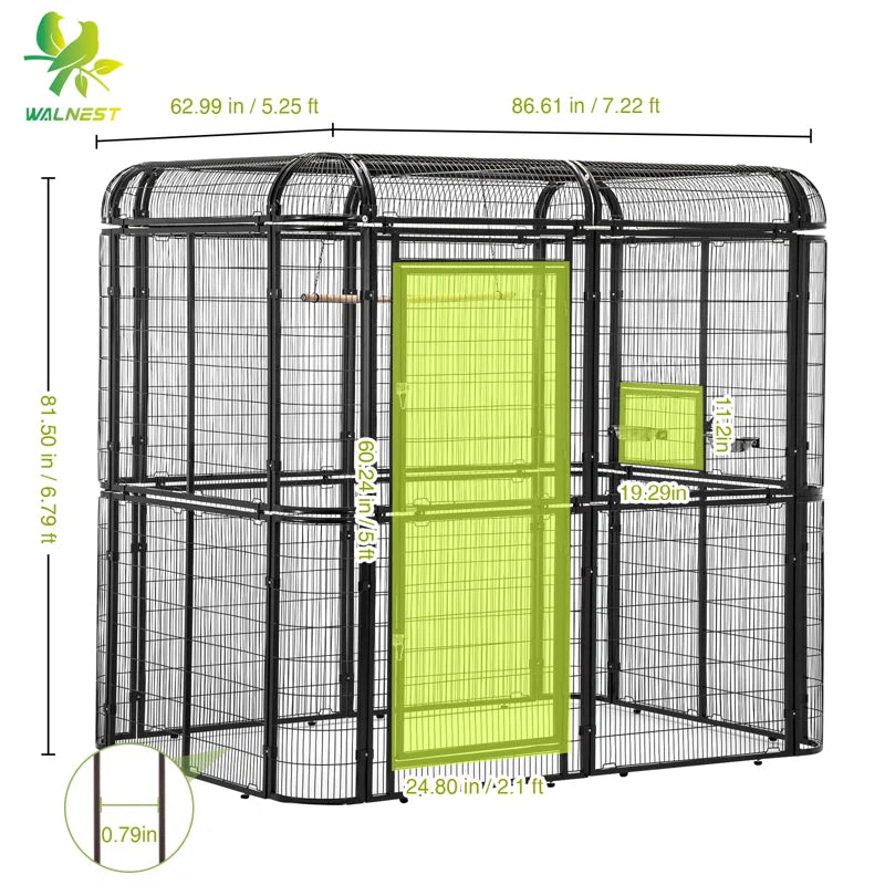 Corwynn 81.6'' Iron Flat Top Floor Bird Cage with Stand