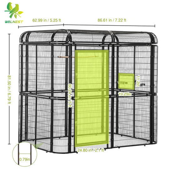 Corwynn 81.6'' Iron Flat Top Floor Bird Cage with Stand