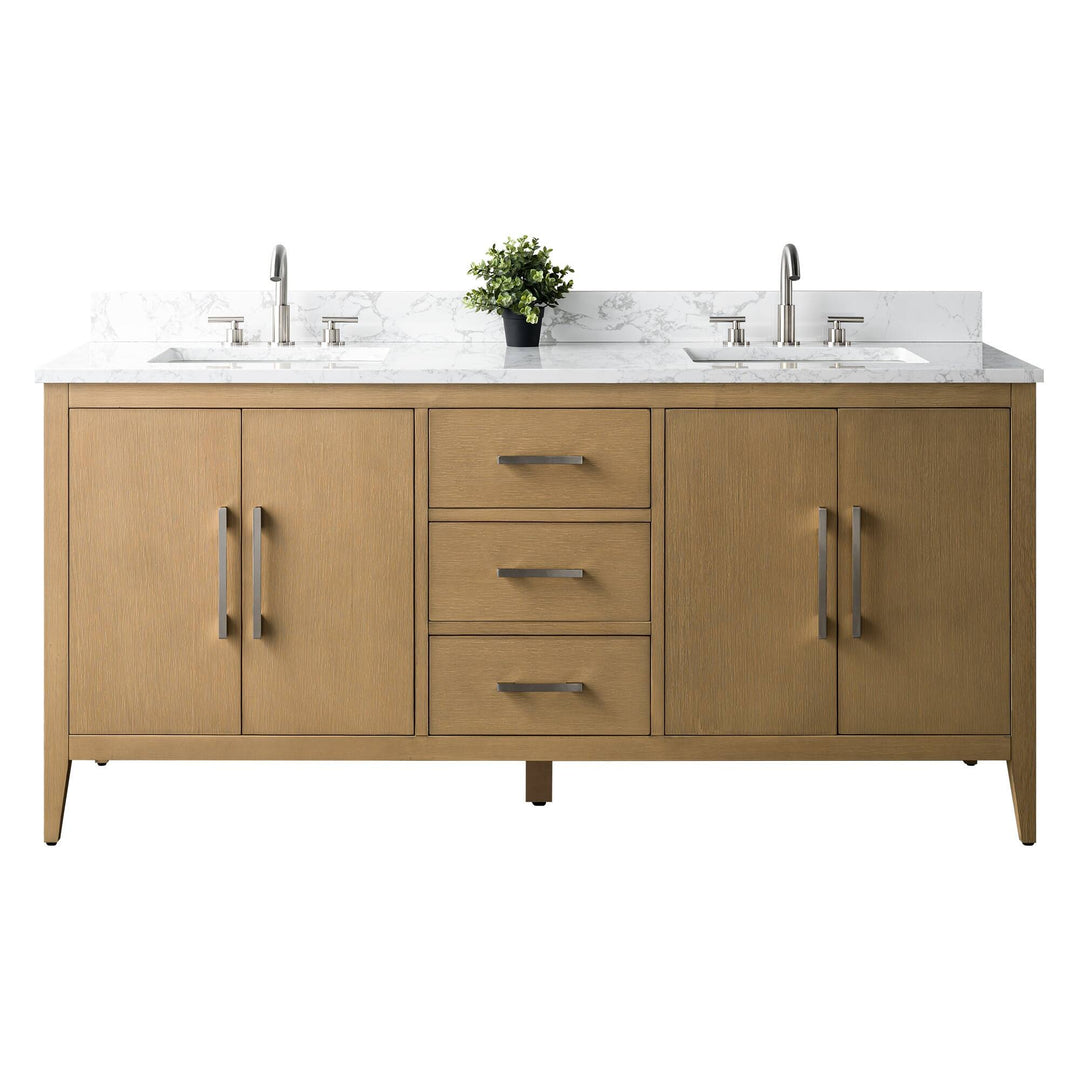 72" Double Sink Bathroom Vanity Cabinet with Engineered Marble Top