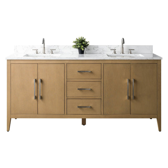 72" Double Sink Bathroom Vanity Cabinet with Engineered Marble Top