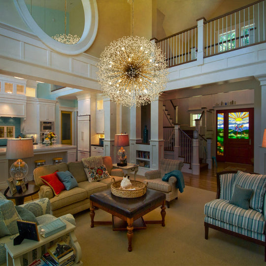 Contemporary 16/20/24/30-Light Glam Oversized Firework Crystal Sputnik Chandelier Dandelion Pendant Light, Includes Bulbs