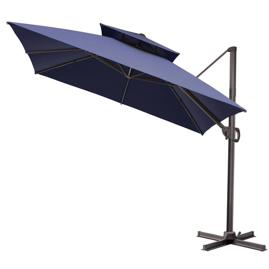 11 X 11 FT Outdoor Square Patio Cantilever Offset Umbrella with Crank and 360 Degrees Rotation