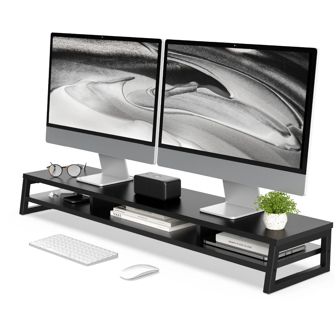 Fenge Dual Monitor Stand Riser for Desk, 42.5In Large Monitor Stand for 2 Monitor - 42.5X9.2X5.4 Inches