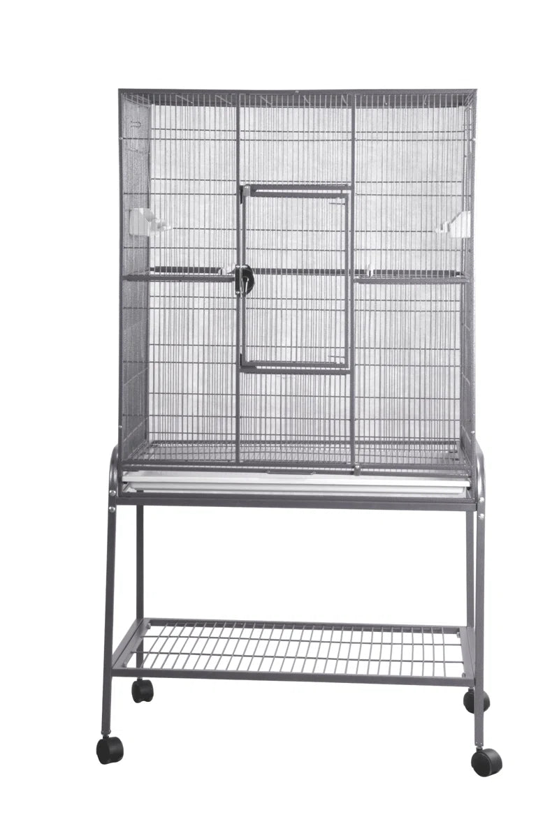 Clyde 62.25'' Iron Flat Top Floor Bird Cage with Wheels