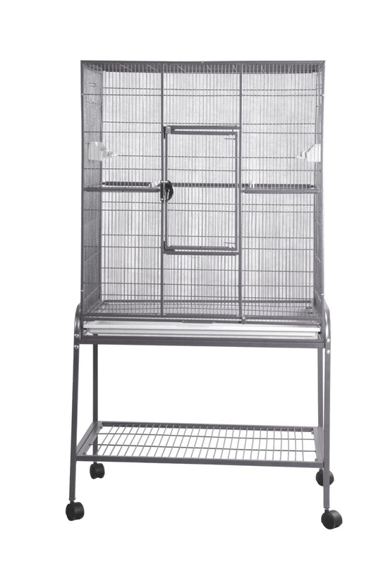 Clyde 62.25'' Iron Flat Top Floor Bird Cage with Wheels