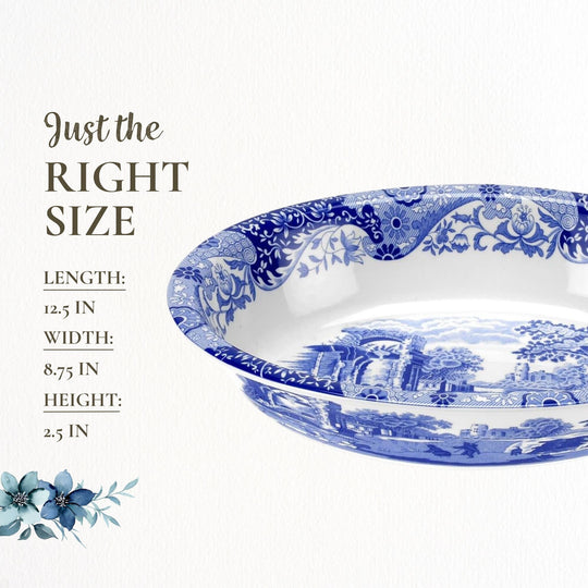 Blue Italian Oval Rim Dish