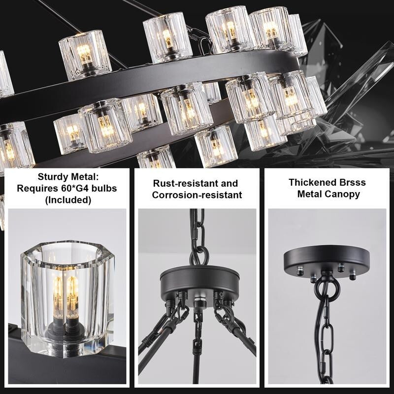 Wagon Wheel Chandelier with Crystal Shade