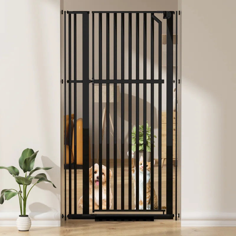63" Extra Tall Pet Gate, Width Adjustable Pressure Mounted Cat Gate Auto-Close Dog Gate