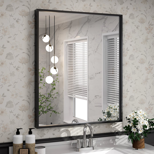Modern Metal Framed French Cleat Mounted Wall Bathroom Vanity Mirror