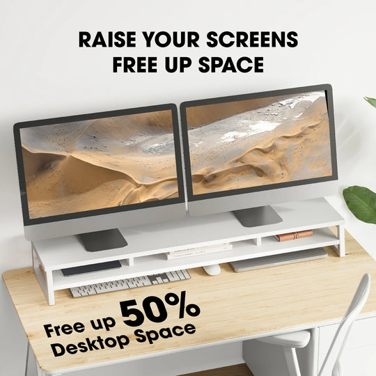 Fenge Dual Monitor Stand Riser for Desk, 42.5In Large Monitor Stand for 2 Monitor - 42.5X9.2X5.4 Inches