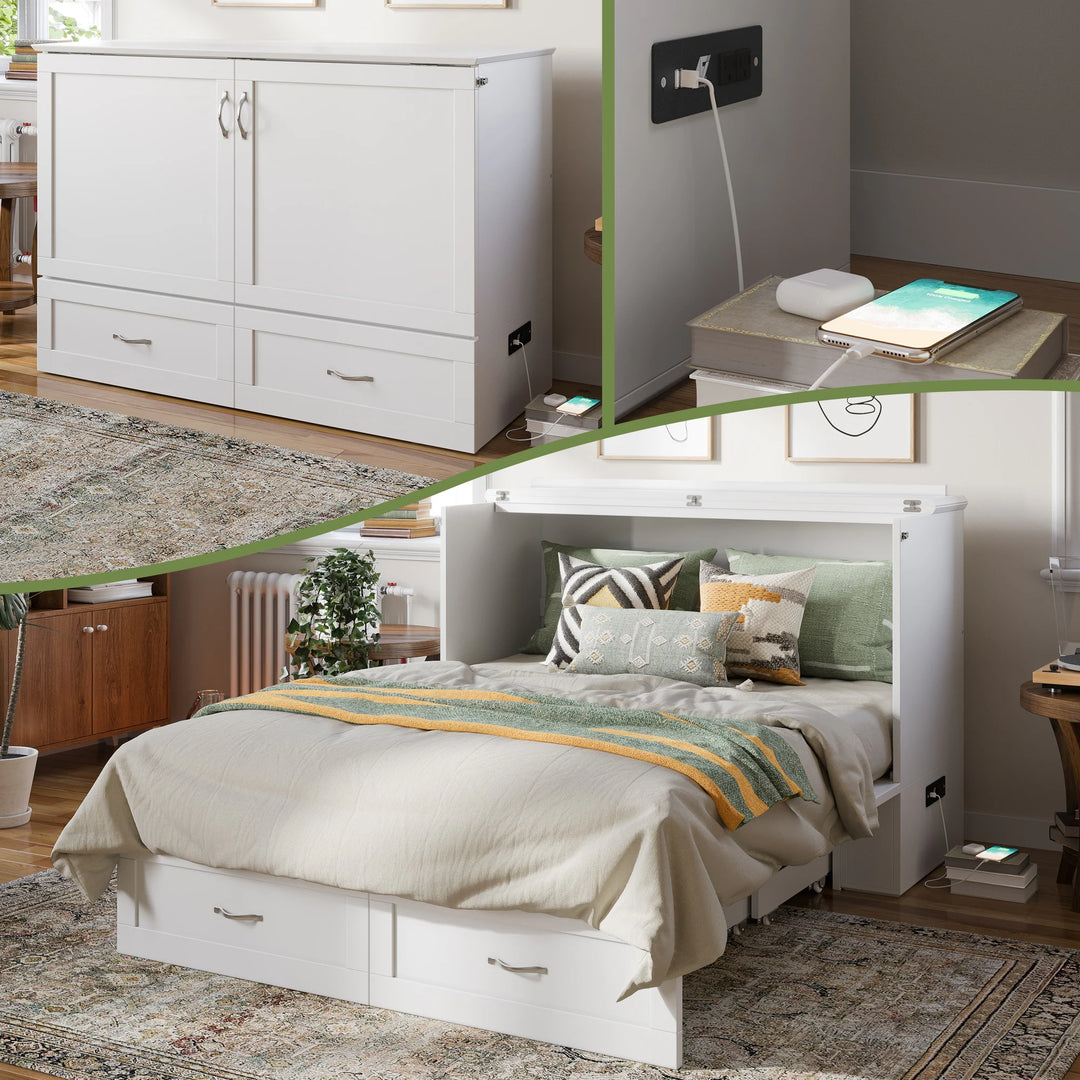 Hamilton Murphy Bed Chest with Mattress and Storage Drawer