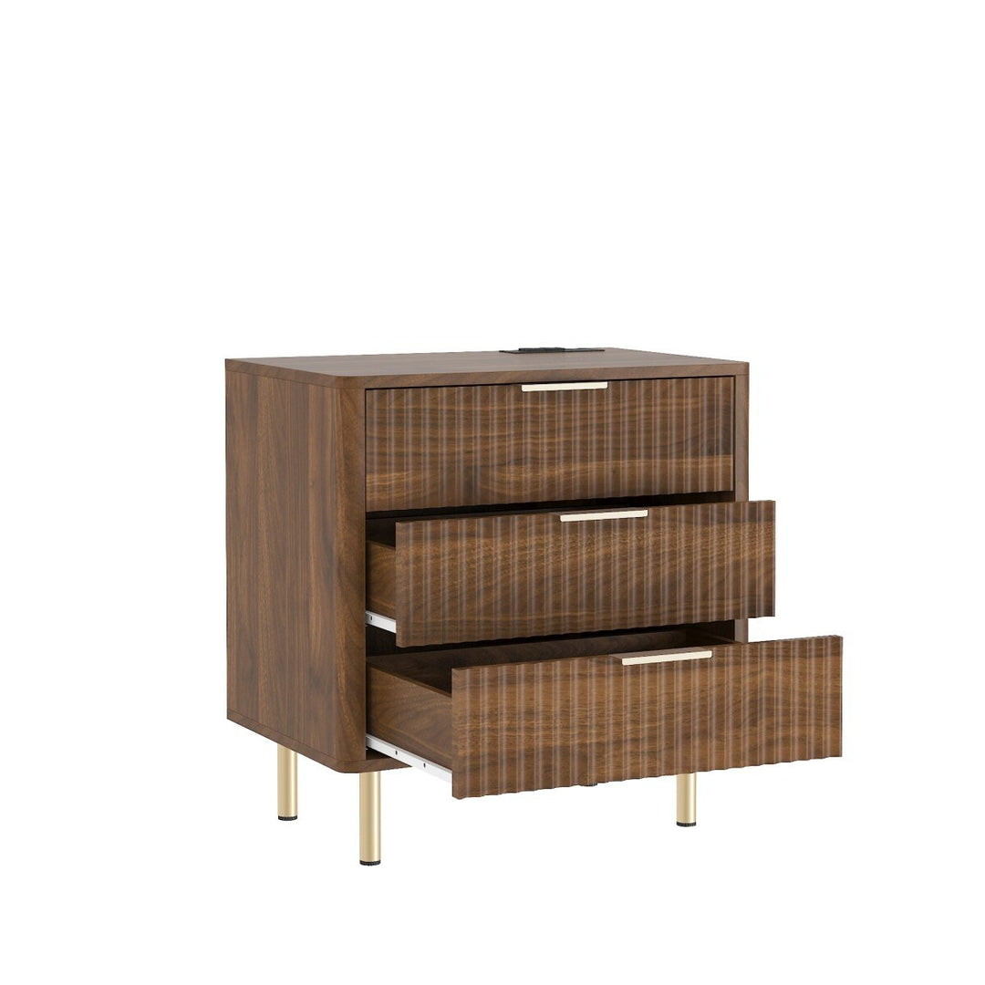 22.83" Modern Nightstand with Night Light and Charging Station