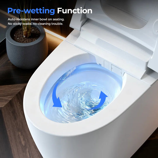 Smart Toilet with Tankless Bidet Wash, Auto Open Lid, 1.28 Gallons Auto Dual Flush, Heat Seat, Warm Wash/Dryer, Soft Closing, Remote Control
