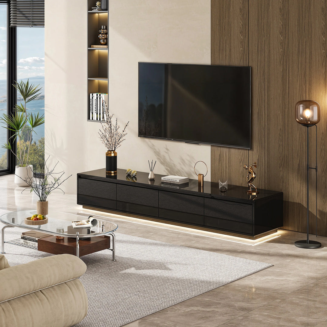 Chic Led-Lit Media Console for Stylish Homes Entertainmnet Center - 70.9"