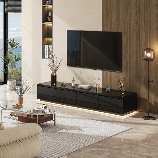 Chic Led-Lit Media Console for Stylish Homes Entertainmnet Center - 70.9"