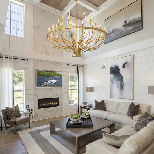 Modern Farmhouse Candle Chandelier Black Large Wagon Wheel Chandeliers
