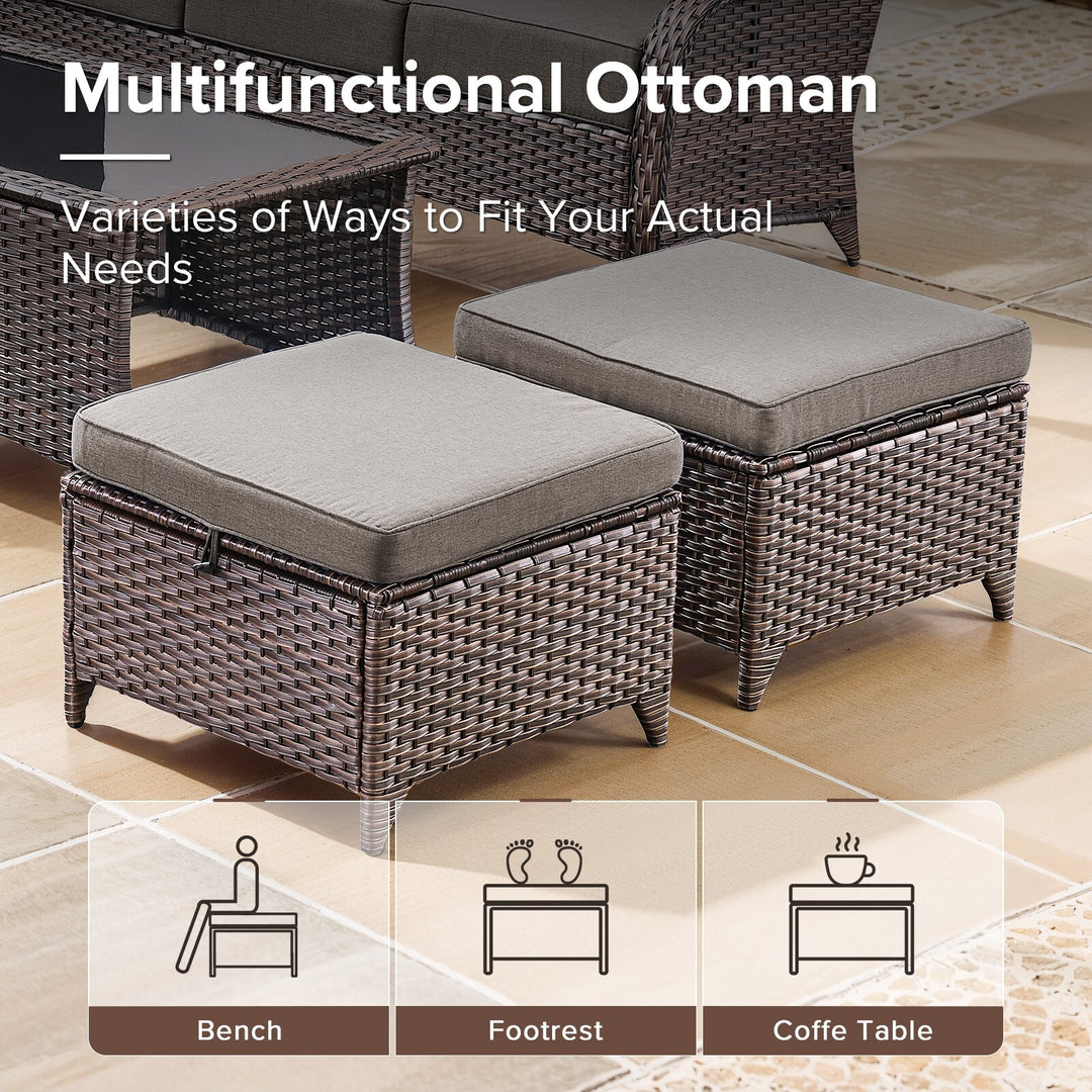 7-Piece Patio Furniture Set with Swivel Glider Chairs, 6-Inch Ultra-Plush Cushions & Water-Resistant Olefin Fabric