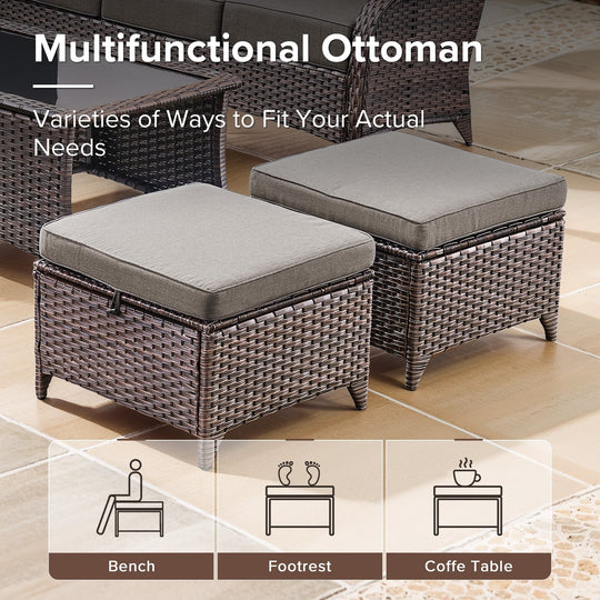 7-Piece Patio Furniture Set with Swivel Glider Chairs, 6-Inch Ultra-Plush Cushions & Water-Resistant Olefin Fabric