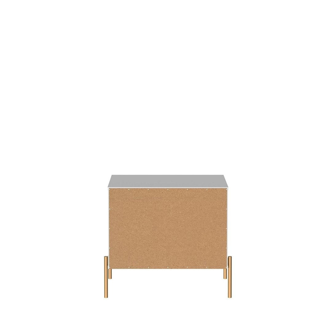 Jasper Nightstand with Steel Gold Legs in White Gloss