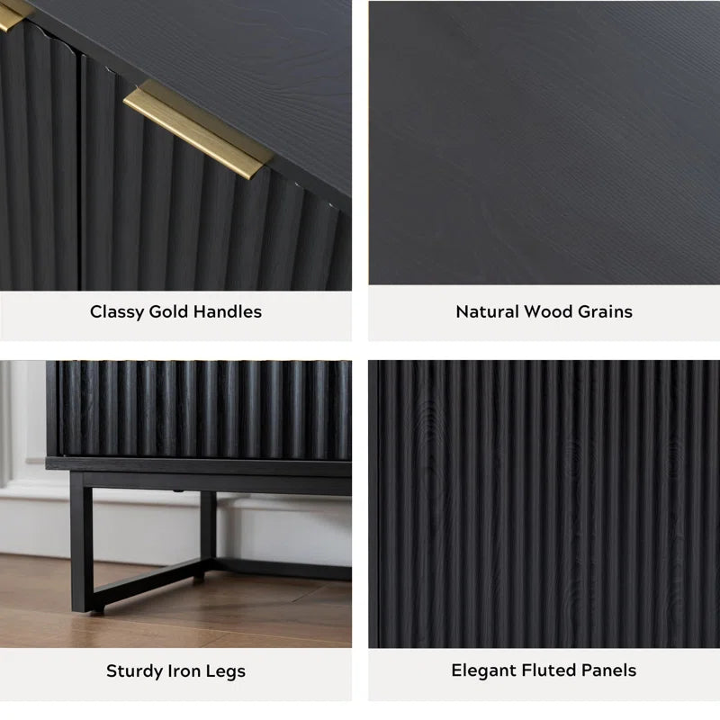 Neketa Wood Accent Cabinet with Metal Base