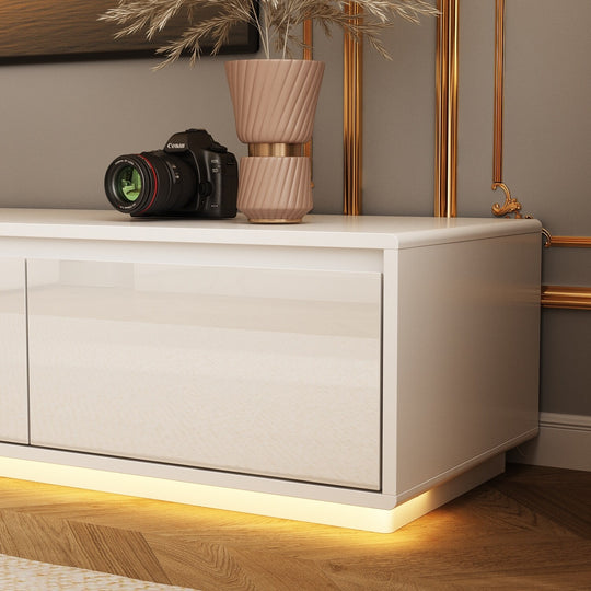Chic Led-Lit Media Console for Stylish Homes Entertainmnet Center - 70.9"