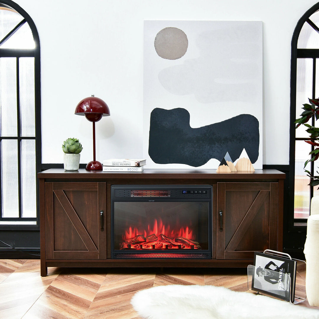 59'' Fireplace TV Stand W/ 25'' 1350W Electric Fireplace Heater