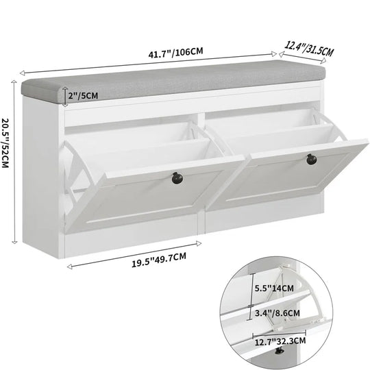 12 Pair Shoe Storage Bench